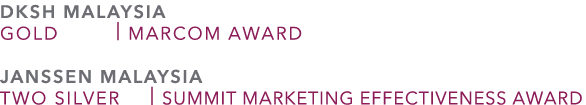 DKSH MALAYSIA GOLD | MARCOM Award JANSSEN malaysia TWO SILVER | SUMMIT MARKETING EFFECTIVENESS AWARD